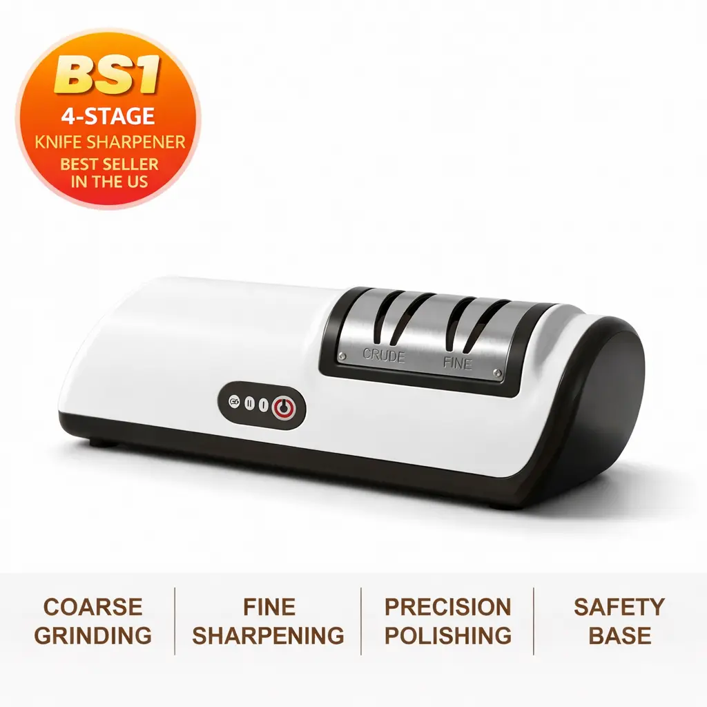 4-Stage Electric Knife Sharpener| Professional Kitchen Knife Sharpening System, Fast & Precise Blade Repair Tool for Home Chefs, Stainless Steel Knives & Daily Use #SummerVibes