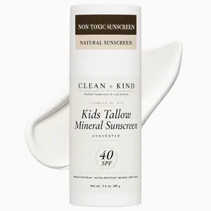 Clean + Kind Kids Tallow Mineral Sunscreen SPF 40 — Zero Toxins, Reef-Safe, Gentle for Babies & Kids 6M+ | 3.4 oz
