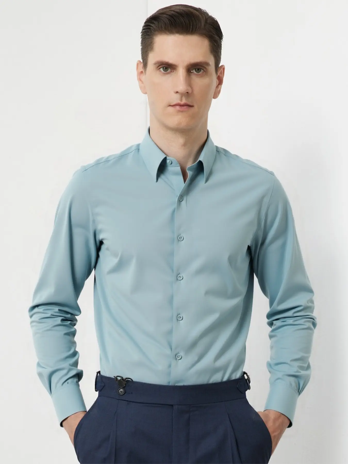 Men's Waterproof Shirt, Business Formal Long Sleeve Shirt, Anti-Oil Stain, Ideal for Office Wear & Daily Use