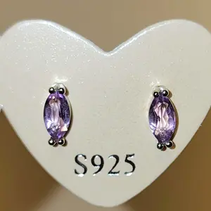 Amethyst Stud Earrings in Sterling Silver