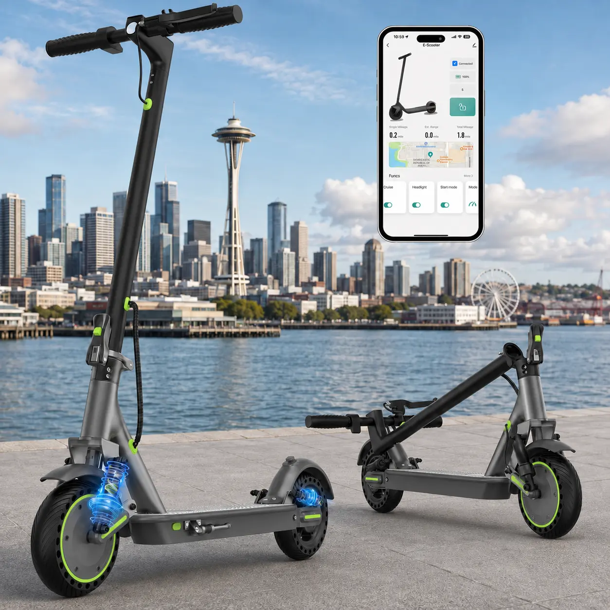 350W Powerful Electric Scooter for Adults, 19Mile Range Fast Charge 5H, Dual Shock Absorption & EABS+Drum Dual Brake, Smart LCD Dashboard Auto Front & Rear Light, Foldable Lightweight E-Scooter for City Commuting
