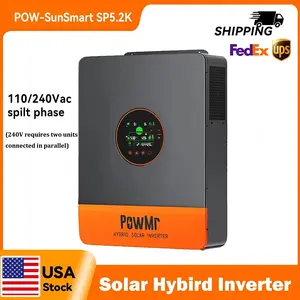 PowMr 5200W Hybrid Solar Inverter, 48V DC to 110V/120V AC, Split Phase Inverter with 100A MPPT Controller, Max PV Input 6KW, 500VDC, Supports Up to 6 in Parallel, for Lead Acid Lithium Battery