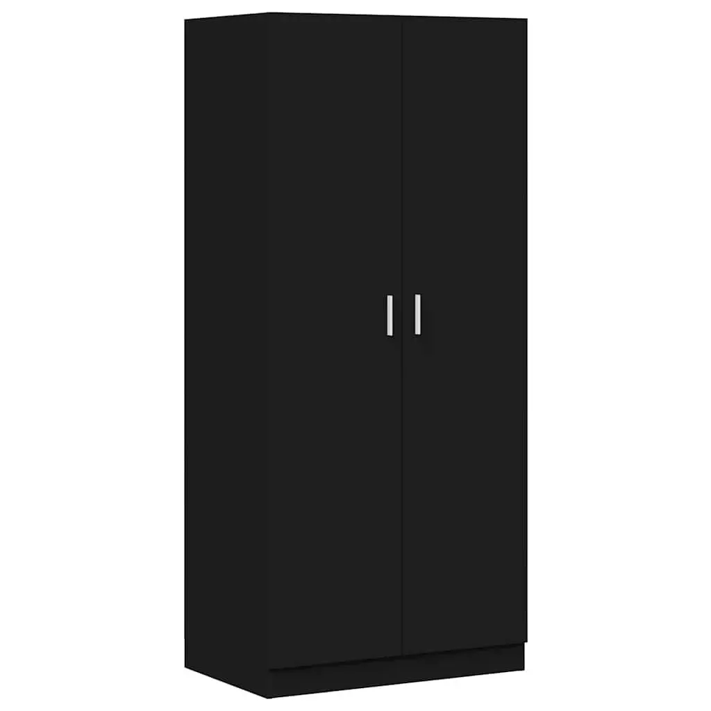 vidaXL Wardrobe, Closet Armoire, Hanging Storage Cabinet for Bedroom, Wardrobe Clothes Organizer, Modern Style, Black Engineered Wood 800622