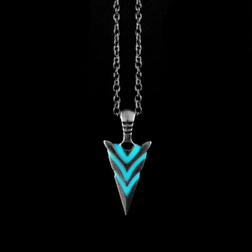 Retro Luminous (Glow in the Dark) Arrow Speartip Pendant Necklace