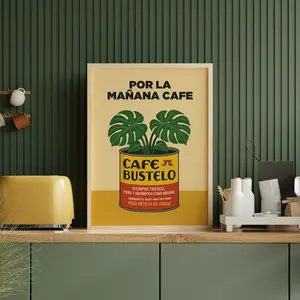 Vintage Cafe Bustelo Coffee Wall Art Poster, Retro Coffee Poster, Spanish Home Decor, Hispanic Latino Coffee Art, Unframe Poster