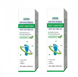 UMEX Antimicrobial Foot Sanitizer with Tea Tree Oil | 100ml Herbal Formula for Odor Elimination & Cracked Heel Repair | Dermatologist-Validated Fungal Defense