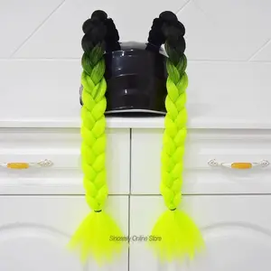 2PCS/PAIR New Motorcycle Helmet Braids Woman Braids Wig for Motorbike Helmets Multicolor Twist Dual Pigtail Ponytail with Sucker