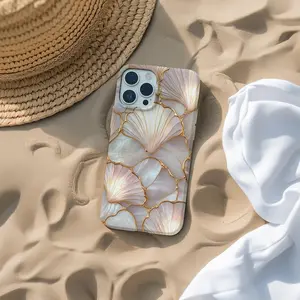 Stained Glass Seashell Phone Case Faux Mosaic Coquette Coastal Cover. Case for IP 11 12 13 14 15 16 17 Pro, Plus, Promax, S21,22,23,24,25 Ultra, Tough Case, Magsafe Case