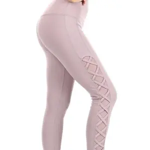 Mauve Women's Tummy Control Mesh Sports Leggings Yoga