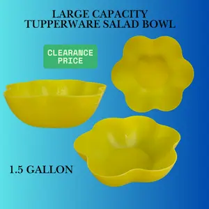 LARGE TUPPERWARE SALAD BOWL, 1.5 GALLON, YELLOW