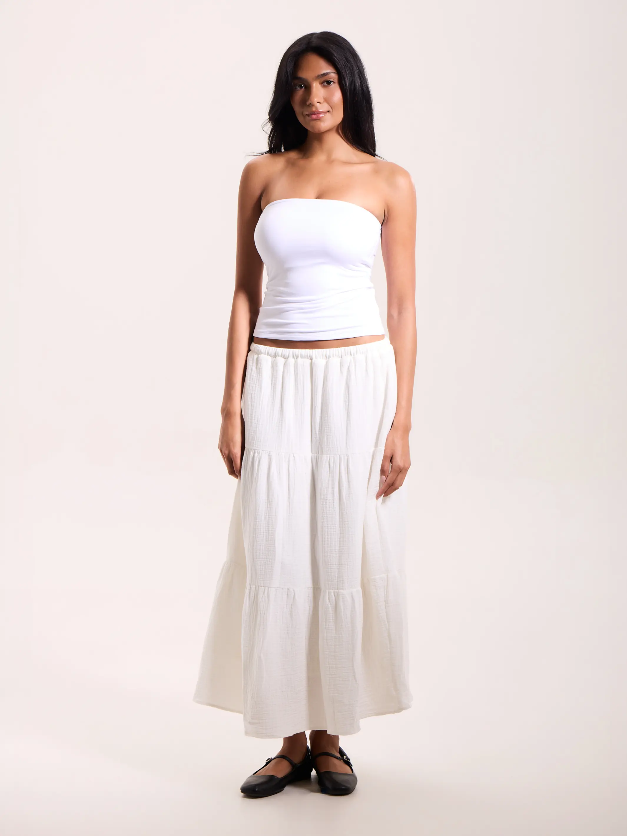 Tiered Cotton Maxi Skirt