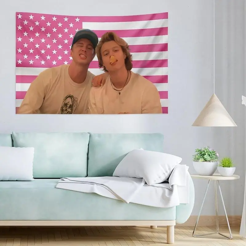 Hangable Anti-Pilling 3x5Ft Decorative Light Tapestry - Drew, JJ, Pink, Rafe, America, Funny, Starkey, Cameron Maybank Design with Modern Stripes, Long Lasting Machine Washable for College Dorms, Indoors Home Decor Supplies