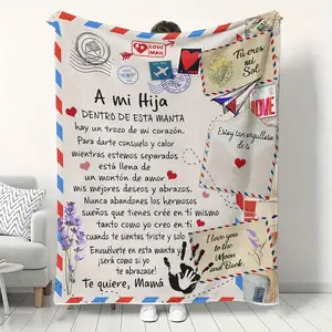 A Letter to My Son & My Daughter Custom Blanket Soft Throw Blanket for Couch Cozy Spanish Alphabet Heart Design Gifts for my son & daughter on Valentine's Day Ideal Gift for Birthdays Back-to-School Graduation