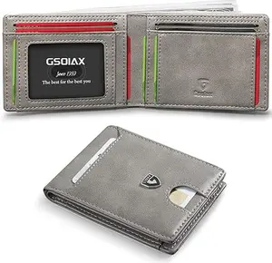 GSOIAX Men's Slim Wallet RFID Blocking Strap Gift Box