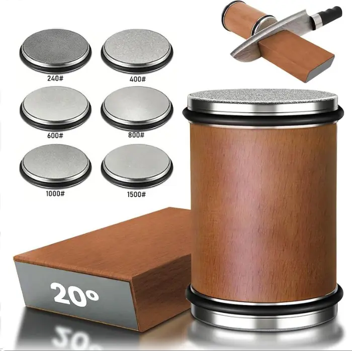 2026 Rolling Knife Sharpener Set | Rapid Knife Sharpener & Kitchen Knife Sharpener| for Knives, Scissors, Cleavers & Outdoor Tools | Wooden Handle Sharpening Stone