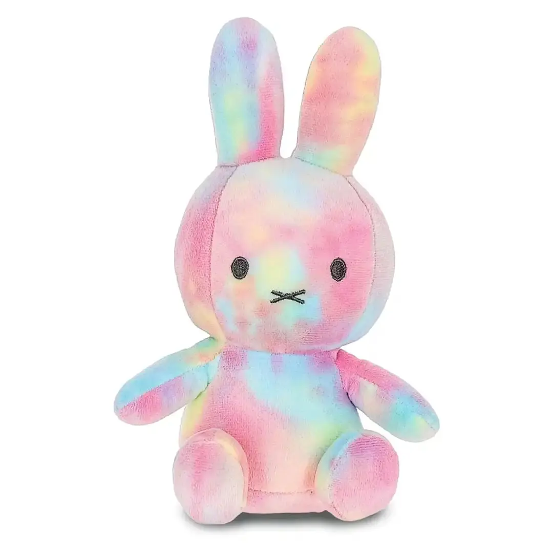 Kids Preferred Miffy 8" Soft Stuffed Bunny Doll - Cartoon Character Toy with Adorable Tie Dye Design, Bean-Filled Base, Baby Shower Gift, Room Decoration