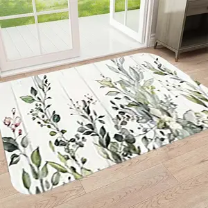 Soft Eucalyptus Leaf Wood Grain Kitchen Rug, Versatile Absorbent Non-Slip Mat, Long Rectangle Home Decor Carpet, Ideal Gift for Family and Friends