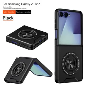 High-End PC+tpu Case for Samsung Galaxy Z Flip7/6/5/4/3, Wireless Charging Compatible, 360° Rotating Stand, Full Protection, Anti-Drop
