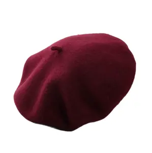 Women French Wool Beret Hats - Solid Color Classic Beanie Winter Cap