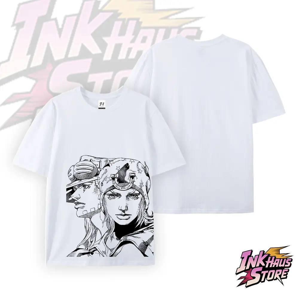 JJBA SBR:Gyro Zeppeli and Johnny Joestar --Short-sleeved cotton unisex clean fit T-shirt anime lovers best gift trending fashion tee