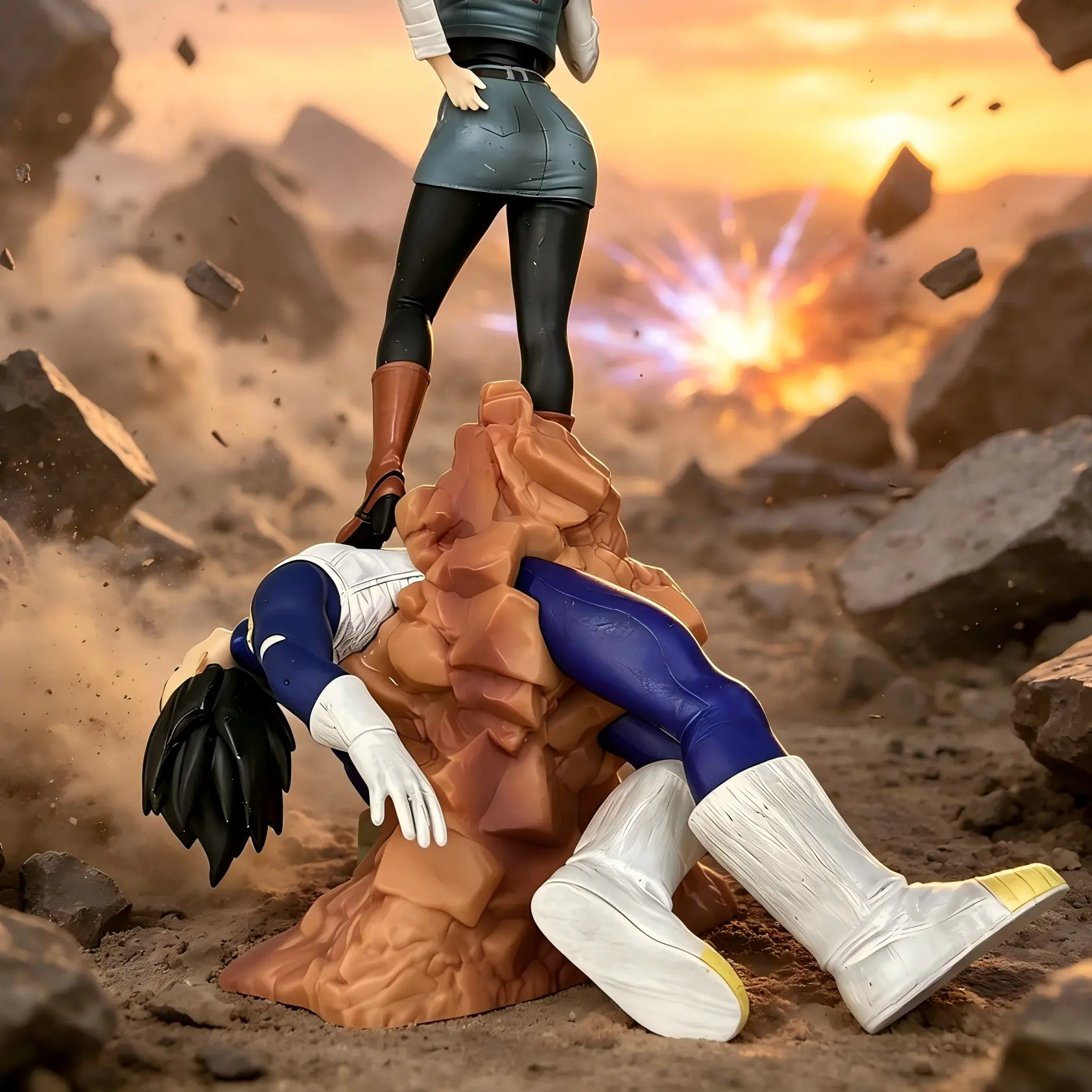 DBZ Action & Toy Figures Advanced Animation Battle Scene Japanese Anime Statue, Artistic Decorative Statues with Rock Base, Otaku Home Decor, Valentine’s Day Birthday Gift for Boyfriend (Adds Anime Flair to Decor)