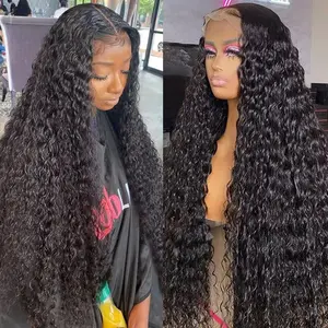 200% Density 40inch Water Wave Human Hair Wig 13X4 Real HD Lace Frontal Wig Human Hair Prelucked Hairline with Baby Hair for Women