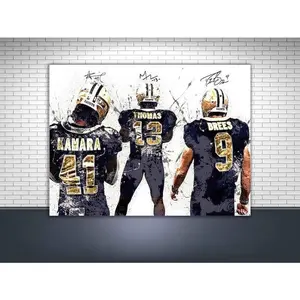 Alvin Kamara, Drew Brees, Michael Thomas Poster Print, Gallery Canvas Wrap, New Orleans Saints, Man Cave, Kids Room, Game Room, Bar Canvas poster