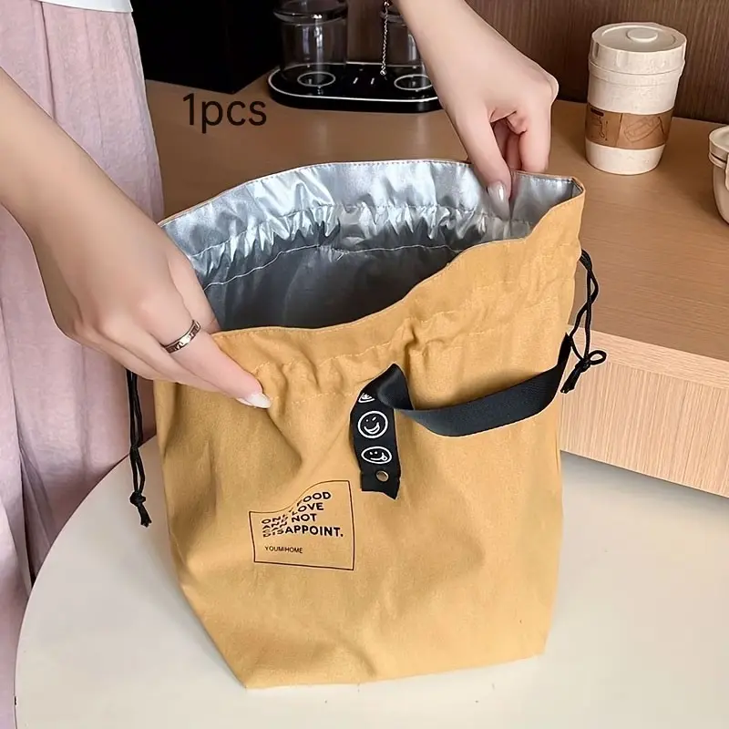 Japanese Bento Box Pouch with Drawstring Closure, Insulated Non-Food Contact Lunch Bag, Convenient Handheld Food Storage Solution, Bento Bags
