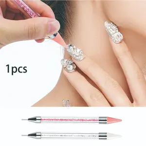 1Pc Dual-ended Nail Dotting Wax Pen, Rhinestone Picker DIY Nail Art Decoration Tool