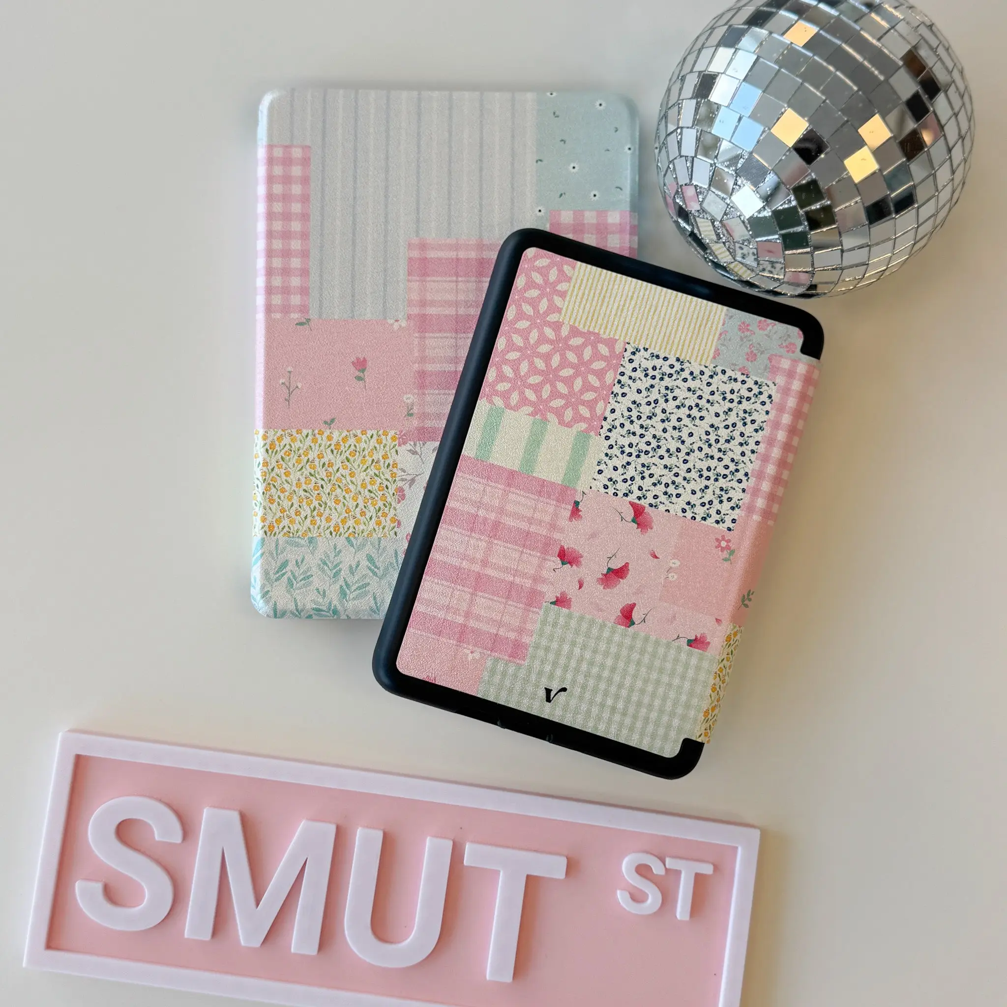 The Quilted Chapter Kindle Case - 11th Gen & 12th Gen Kindle Paperwhite - Magnetic Closure - Hand Strap - Soft Touch PU Leather - Floral & Striped Design - Cozy Reading Companion