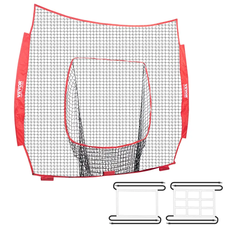VEVOR 7x7 ft Baseball Softball Practice Net, TikTokShopBlackFriday, Portable Training Net for Hitting, Catching, Pitching & Backstop Training Aids with Strike Zone