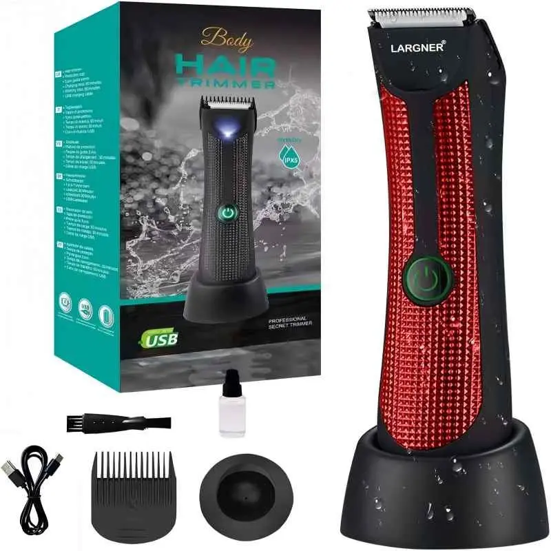 Largner Electric Body Hair Trimmer for Men, Waterproof Ball Shaver, USB Recharge, Replaceable Ceramic Blade, Male Hygiene Razor, Cordless Charging Trimmer, Rechargeable Trimmer, Hair Removal Trimmer, Body Hair Trimming