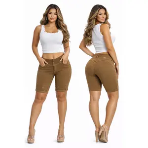 Butiklatina Women's High-Waisted Push-Up Capri Shorts - Premium Breathable Fabric, Functional Button Design, Slimming Stylish Casual Fit Jeans, Butt Lifting Hip Lifting Bottoms for Everyday Wear
