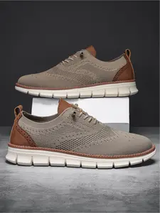 Men's Casual Sports Shoes Breathable Mesh Knit Lace-up Lightweight Sneakers New Fashion Athletic Footwear