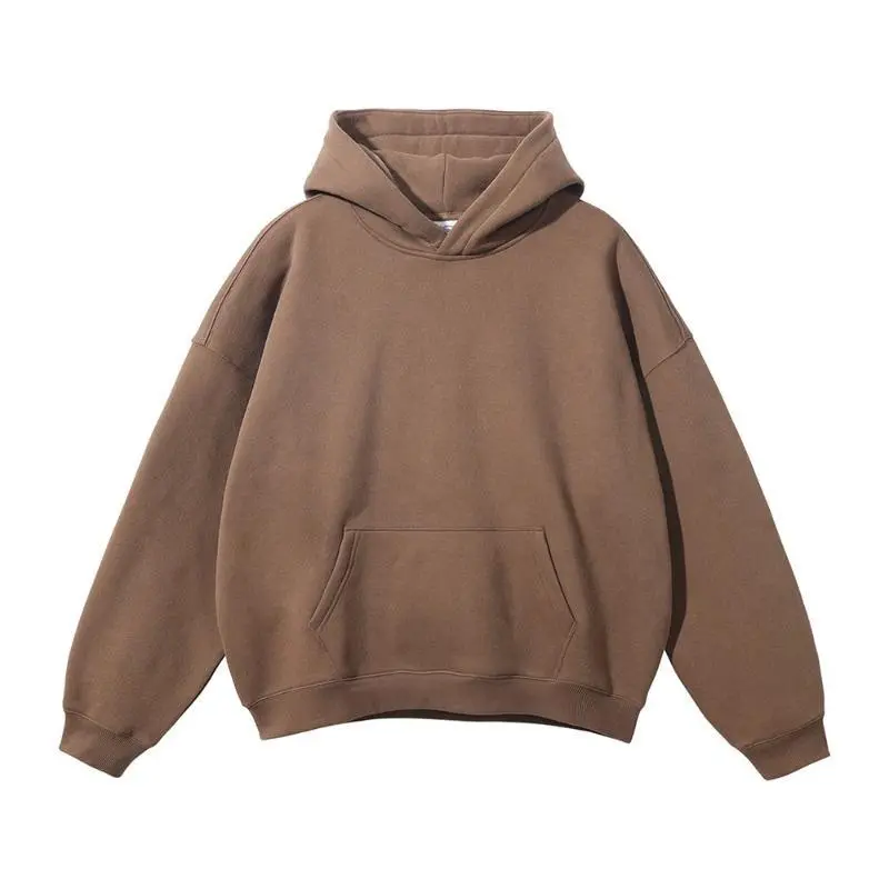 Unisex 350gsm Thick Fleece Hoodie - Winter Oversized Loose Fit, Solid Color Basic Pullover for Cold Weather Menswear Sweatshirts1123