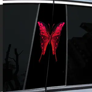 2 pieces, car sticker, car post sticker, red butterfly pattern design vinyl car sticker - B window post sticker, self-adhesive waterproof and scratch-resistant, for glass, metal, plastic, ceramic, wood surfaces - car decoration Decal For Cars
