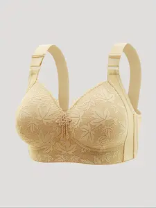 Women's Solid Color Contrast Lace Push Up Bra, Adjustable Strap Wireless Bra, Soft Comfortable Breathable Lingerie for All Seasons, Lace Bras