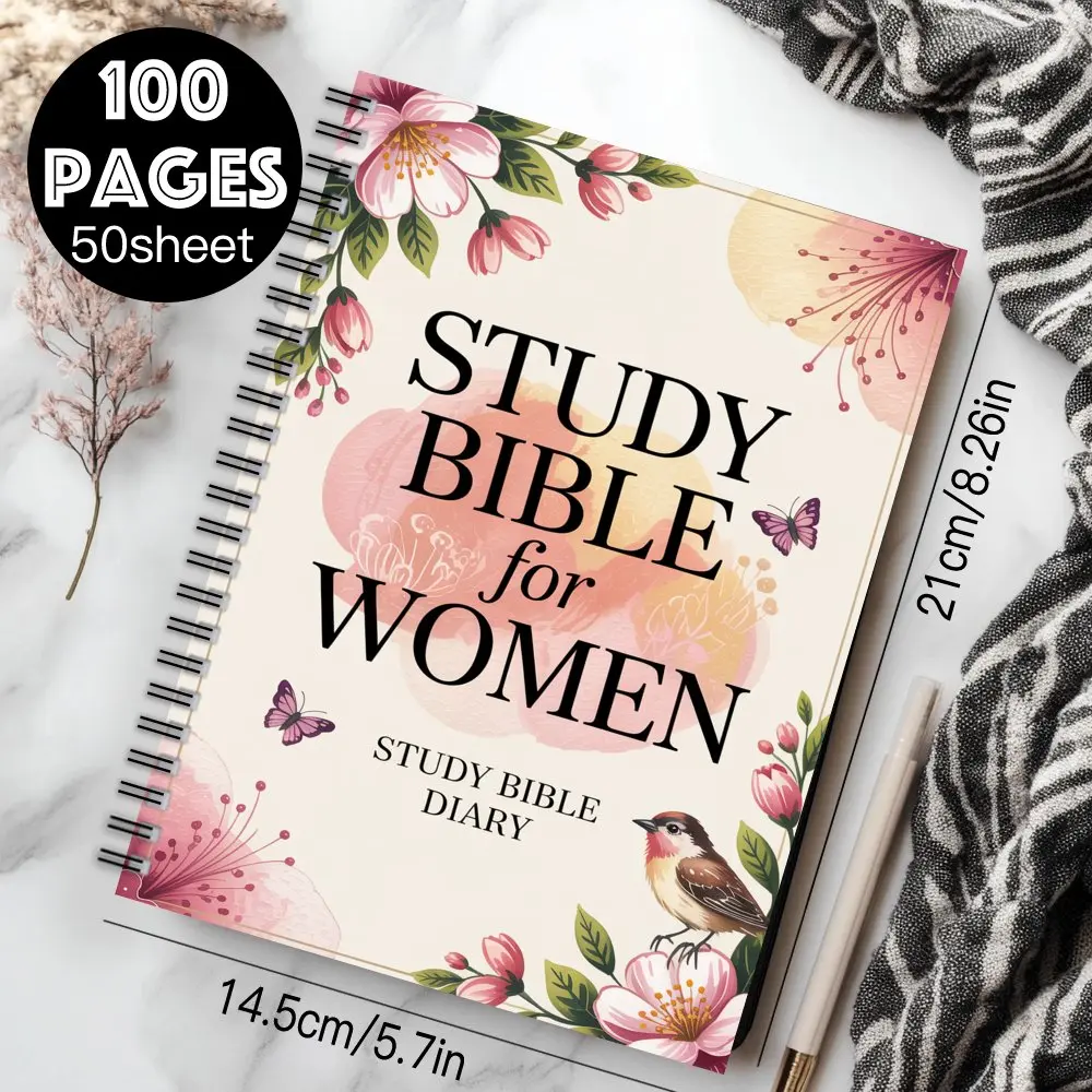 Ladies Bible Seminar Diary, Spiral Binding Christian Prayer Notebook, Devotional Journal, Floral Design, Pink Background, Bible Quotes, Bible Writing, Prayer Diary, Ladies Gifts, Bible Seminar Groups, Religious Gifts, Bible Study Supplies