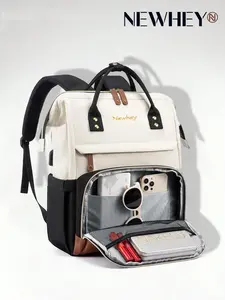 Women's Laptop Backpack, 17.3 Inch Water Resistant, Large Capacity Travel Backpack, Luggage Strap, Casual College School Backpack, Zipper Backpack