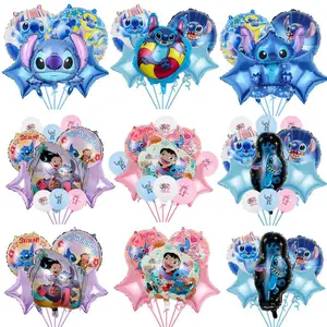 Disney Stitch Birthday Decorative Balloon Set of 5 - Perfect for Celebrations Easy to Use Ideal for Indoor & Outdoor Parties Fun and Festive Touch