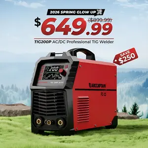 ARCCAPTAIN TIG Welder AC/DC 200Amp with Pulse, Aluminum TIG Welder 110V/220V TIG Welder with Square/Triangular Wave/Stick/MMA/Spot MultiProcess Welding Machine