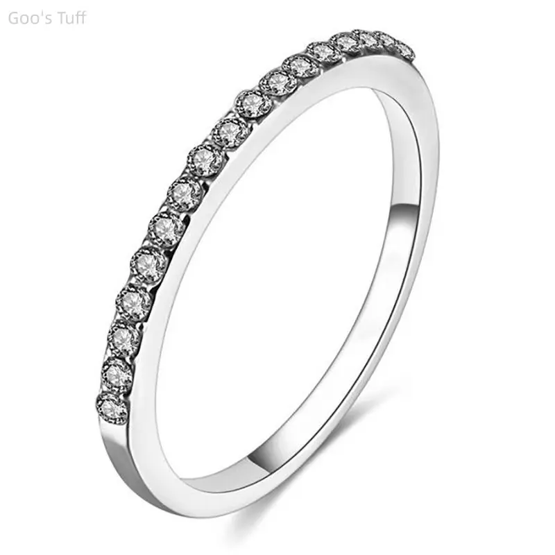 Women's Minimalist Micro Pave Cubic Zirconia Index Finger Ring - Slim Thin Frame, Versatile Trendy Design, Ideal for Birthday Holiday Gifts