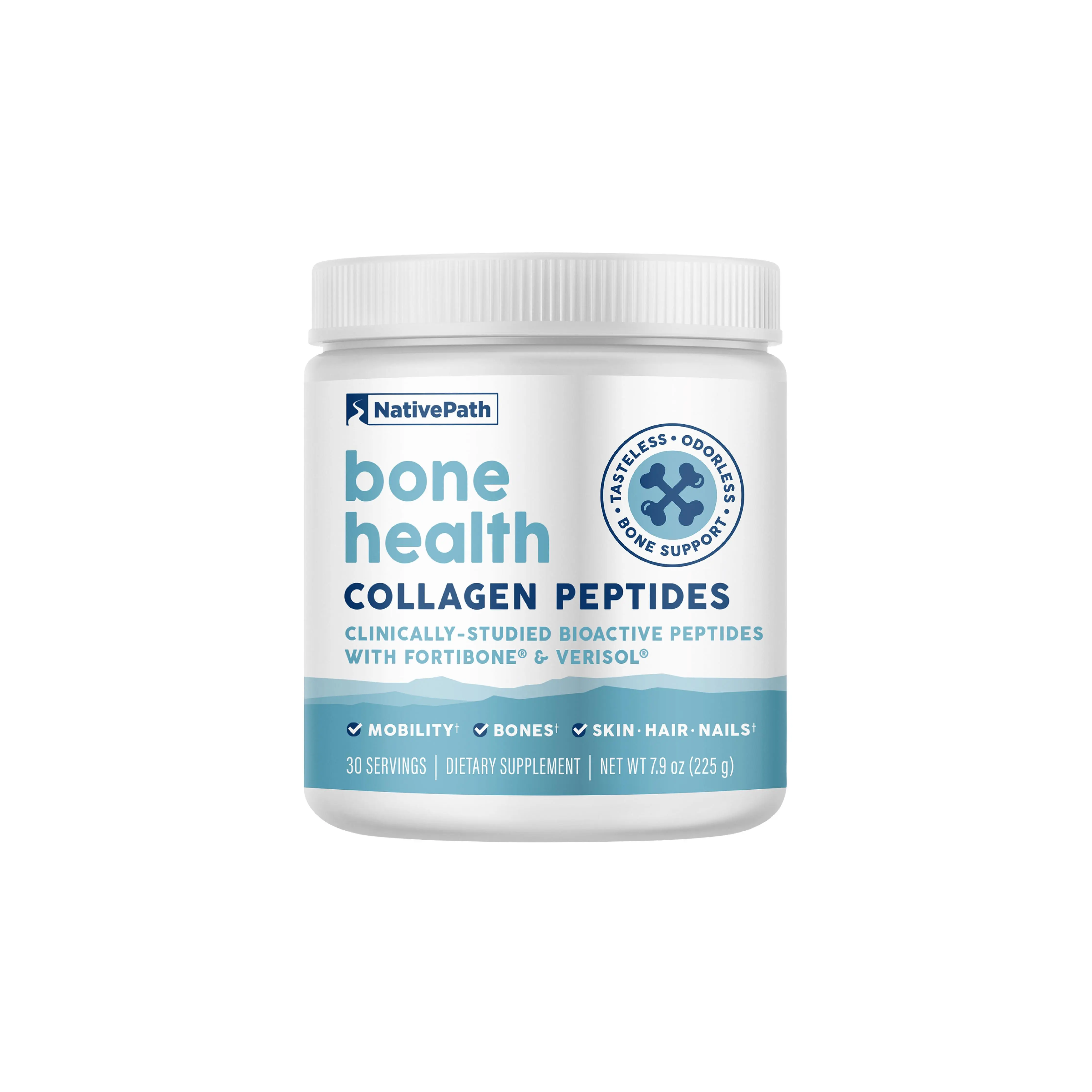 NativePath Bone Health Collagen Peptides for Women - Grass-Fed Type 1 & 3, Unflavored - Fortibone & Verisol - Bone Density Support, 30 Servings