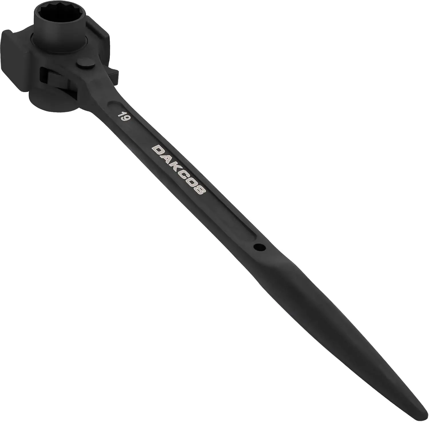 3/4" x 7/8" Ratchet Spud Wrench with Hammer Head, 12 Point Double Ended Socket Ratcheting Podger Scaffold Wrench, Black