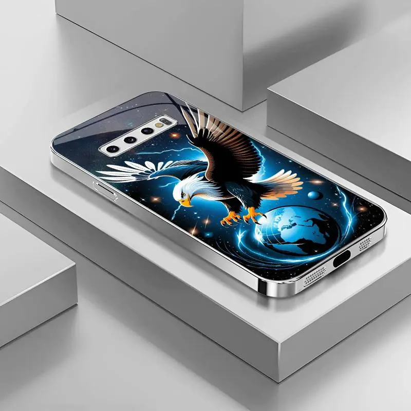 Suitable for [Galaxy S10] Light luxury crystal eagle pattern and scorpion glass electroplated mobile phone case, exquisite and gorgeous 995