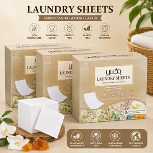 YUCO Plastic-Free Concentrated Laundry Detergent Sheets, 40 Loads, Mess-Free All-Purpose Cleaners, Hypoallergenic, Amber Sandalwood Scent (No Plastic Jug) power pax