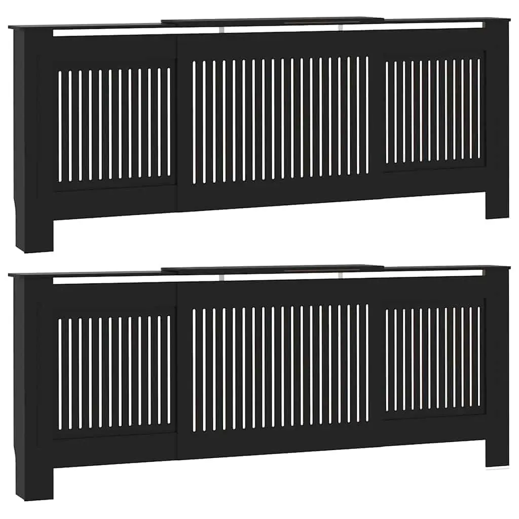 vidaXL Radiator Cover 2 pcs Black 80.71 x 8.07 x 32.09 in, Stylish Rectangular Radiator Cover, Chic Heat Shield, Wood Style, Safe for Kids, Perfect for Living Spaces 3403238