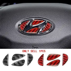 Carbon Fiber Pattern Steering Wheel Stickers Automobile Decals Car Accessories For Hyundai Elantra Sonata Tucson Mufasa ix35 Scratch Resistant Fade Proof Low Cost Sporty Interior Upgrade