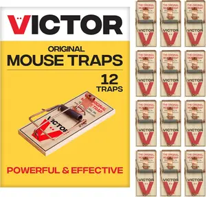 Victor Mouse Traps M150-12, Metal Pedal, Sustainably Sourced FSC Wood, Wooden Mouse Traps, 12 Medal Pedal Traps