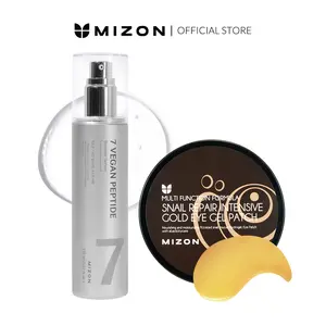 Mizon 7 Peptide & Snail Mucin Under-Eye Care Booster Set – 7 Peptides + Snail Mucin + 24K Gold Patches for Dark Circles, Hydration & Depuffing, Our shop’s best set, Synergy Set  | Korean skincare